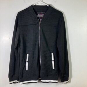 Mens‎ Lon Nyc Across the Pond Cardigan Jacket Full Zip Black M Polyester NWT